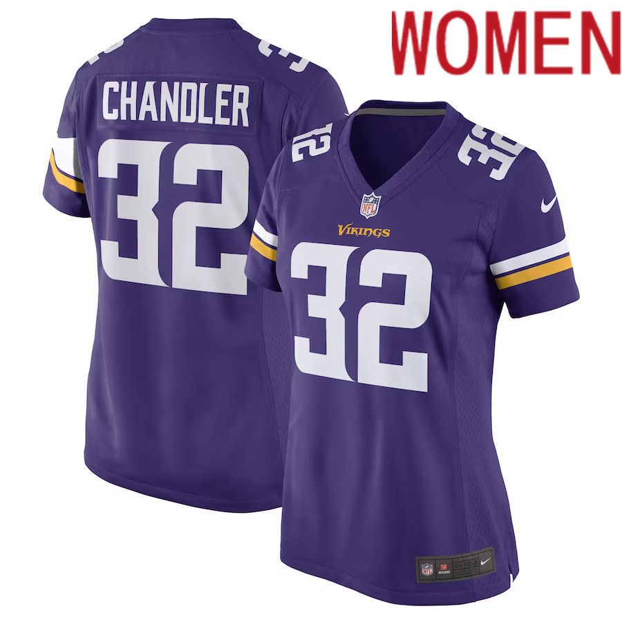 Women Minnesota Vikings #32 Ty Chandler Nike Purple Game Player NFL Jersey->women nfl jersey->Women Jersey